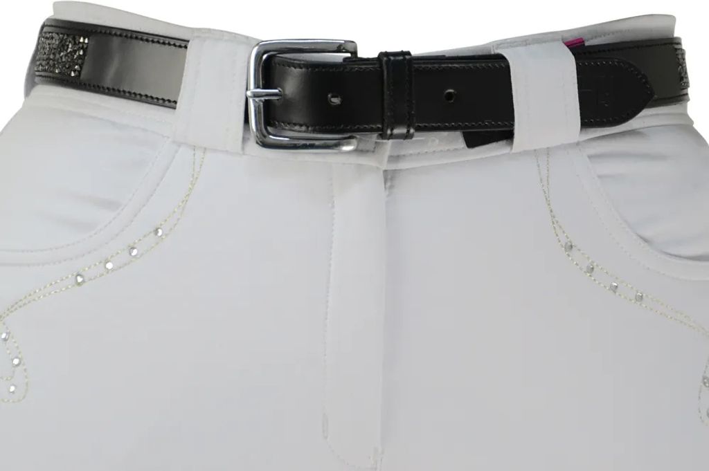 Hy - Gürtel "Equestrian Encrusted Rock", Leder BZ5603 (90 cm) (Schwarz/Silber)