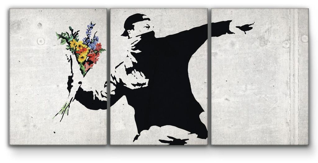 Giallobus - Blumenkrug - Banksy - 218x100cm | 3pz. x 70x100cm - Bild - Leinwand