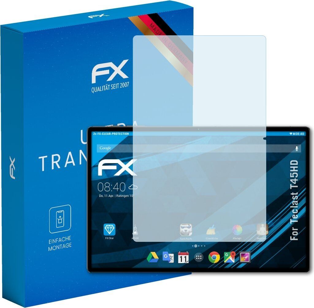 atFoliX FX-Clear 2x Schutzfolie kompatibel mit Teclast T45HD Displayschutzfolie