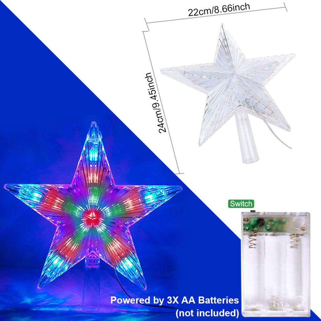 Lewondr Weihnachtsbaum Spitze Stern, 3D Sechseckig LED Lampe Weihnachtsstern Baumspitze Mit Timer Und 8 Lichtmodi, Usb Betrieben Fernbedienung Weihnachtsdeko Beleuchtung Weihnachtsbaum Stern, Gold 4664719063