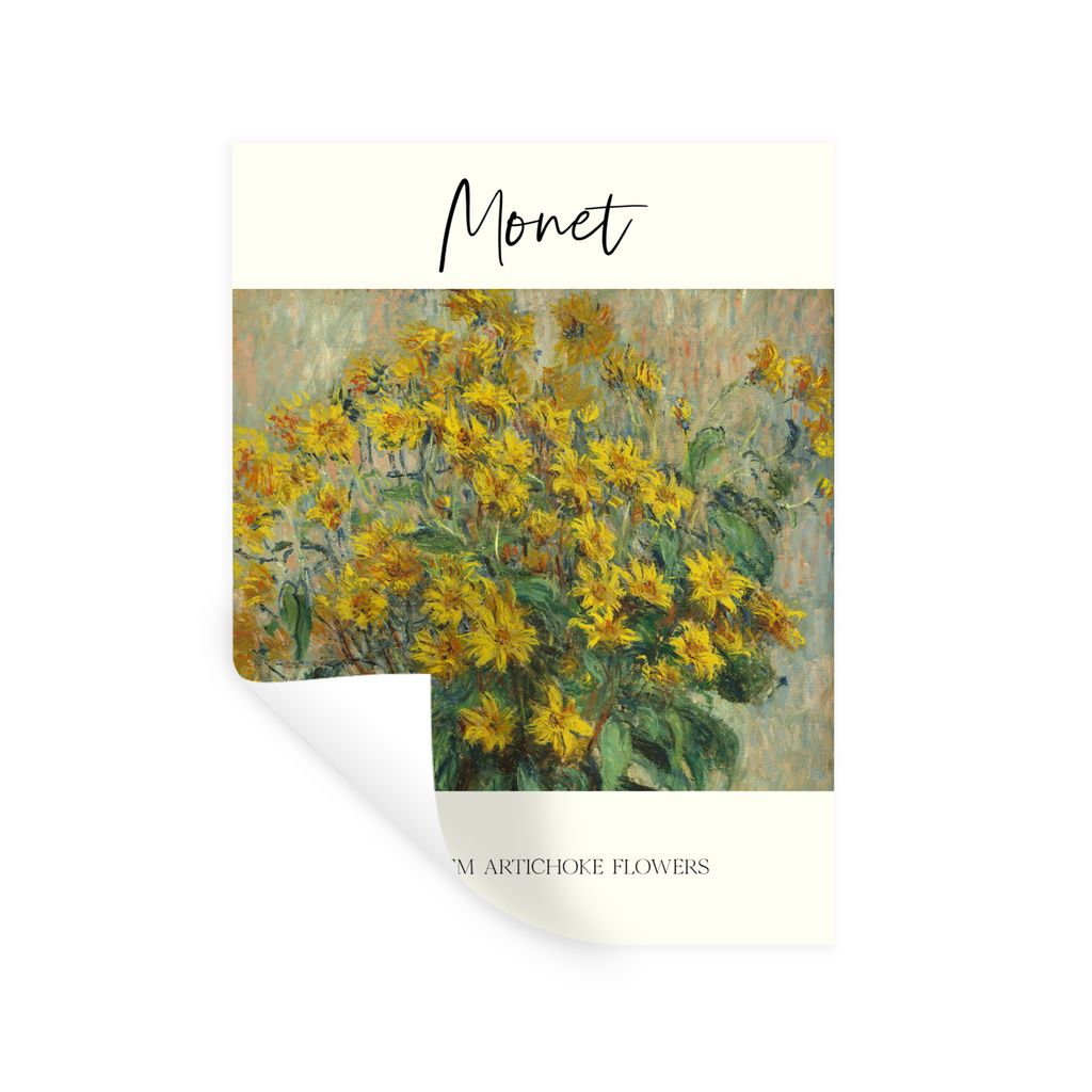 MuchoWow Wandtattoo Wandsticker Wandaufkleber Monet - Gemälde - Topinamburblüten 90x120 cm Selbstklebend und Repositionierbar - Faltenfrei