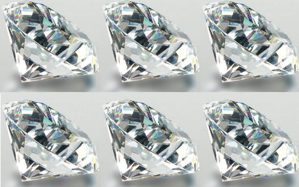 6er Set Deko Diamanten klar D. 6cm Glas geschliffen Formano