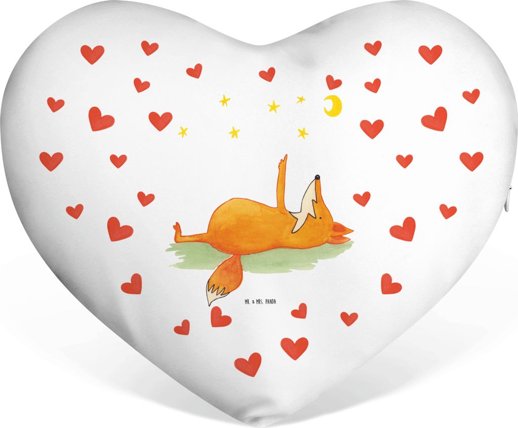 Mr. & Mrs. Panda Sofakissen Fuchs Sterne - Weiß - Geschenk, Herzkissen, Dekokissen, Mond, Kuschelkissen, Tröstende Worte, Sternengucker, Liebeski...