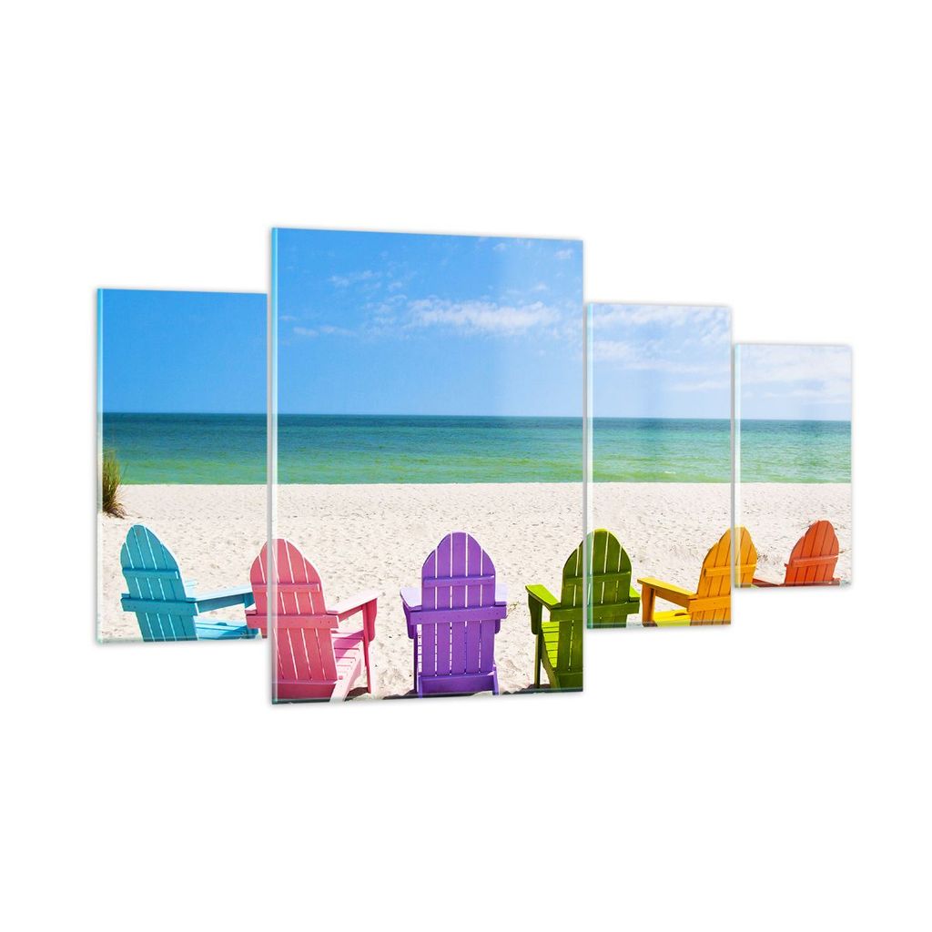 Bilder auf glas - Sunbed ufer florida Sommer - 160x90cm - Glasbilder - Wandbilder - Kunstdruck - zum Aufhängen bereit - Wanddekoration aus Glas - ...