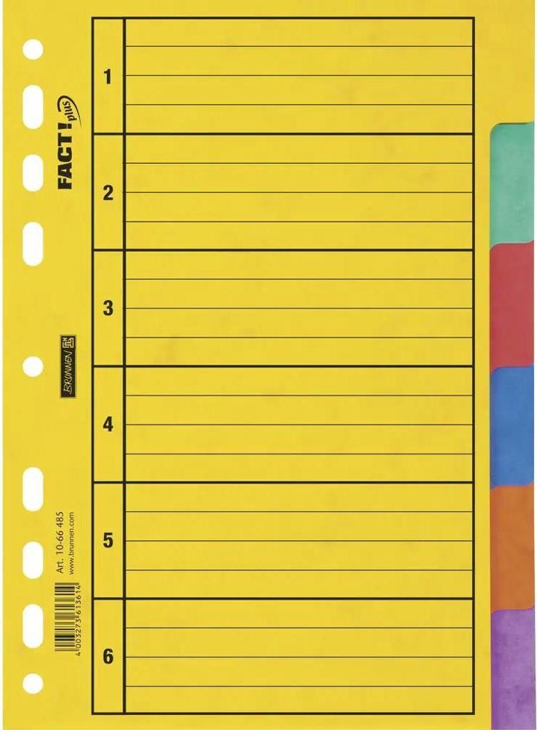 BRUNNEN 1066485 Ringbuchregister A5 6tlg Pressspan Produktbild 