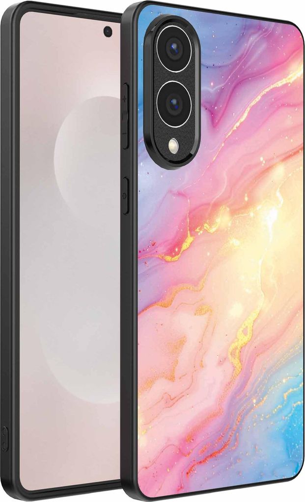 Geeignet für Samsung Galaxy S25 Edge Telefon Fall mit Regenbogen Glitter Marble Print - TPU Backcover Fall Regenbogen Glitter Marble Design - Smar...