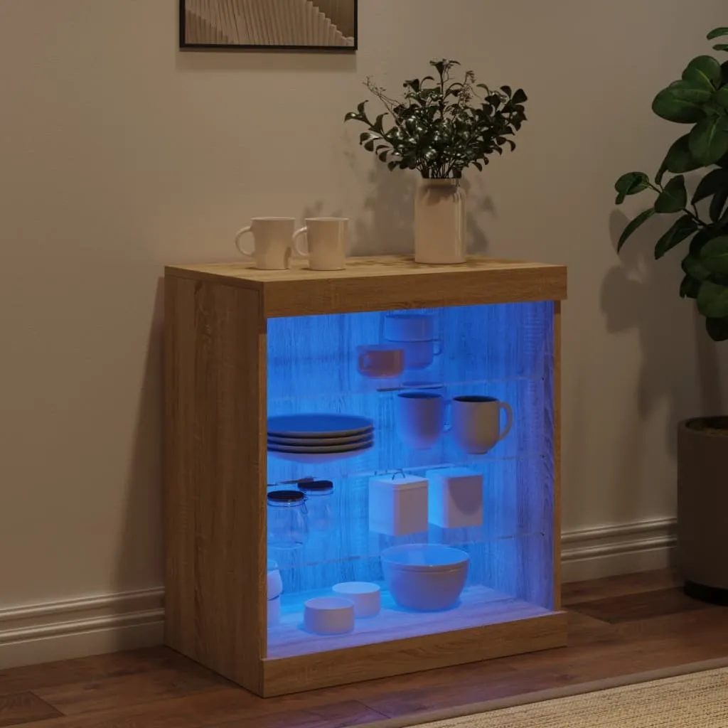 VidaXL Credenza Con Luci LED RGB - Rovere Sonoma - 72x34x61 Cm - Mobiletto Moderno Per Sala Da Pranzo