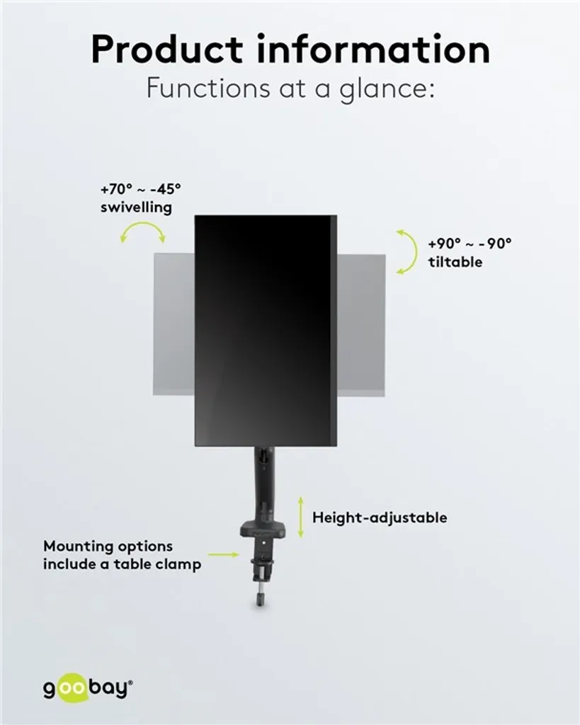 Support écran ergonomique à ressort à gaz haute résistance VESA 100 - 6