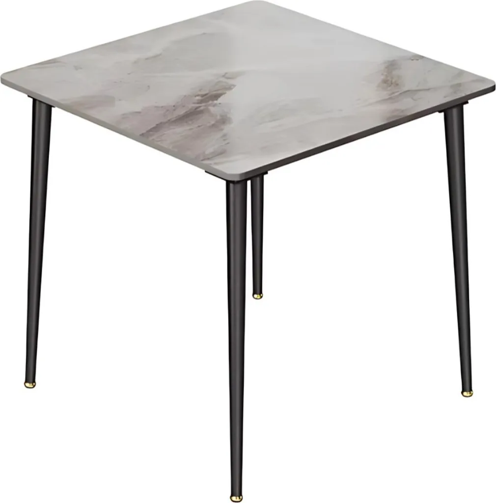Table en marbre gris brillant et acier - Design moderne 4 personnes