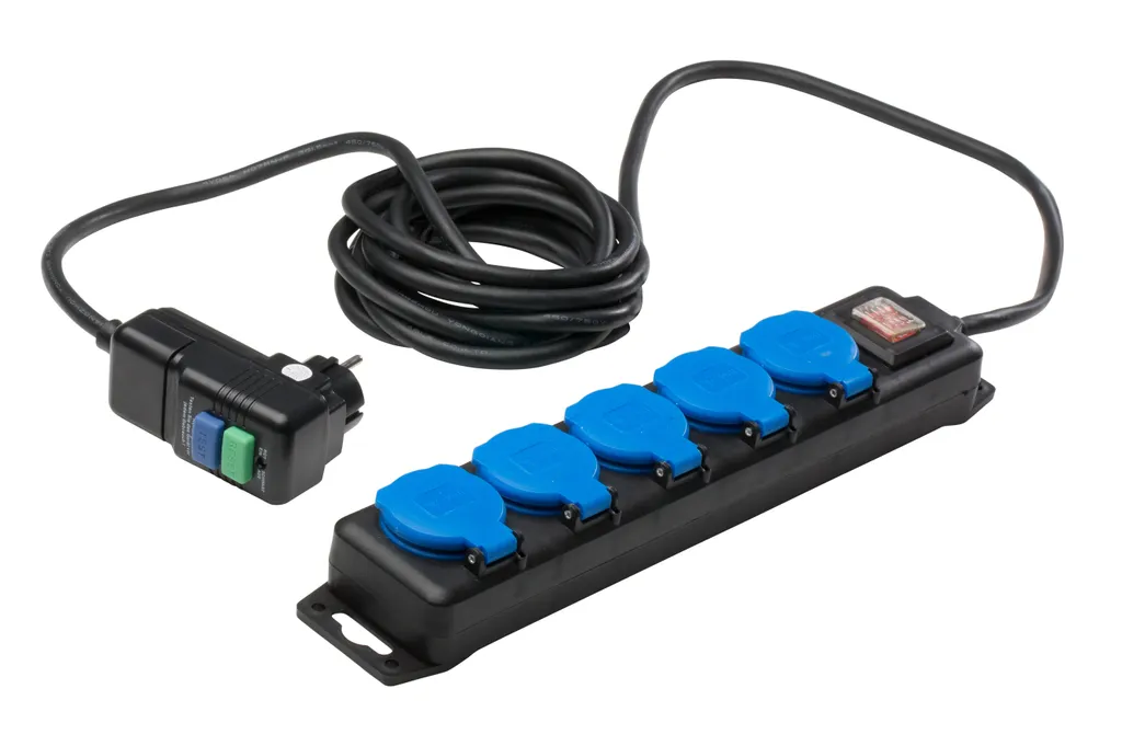 Bloc multiprise 5 prises as-Schwabe 38604 câble 4,5m noir avec PRCD