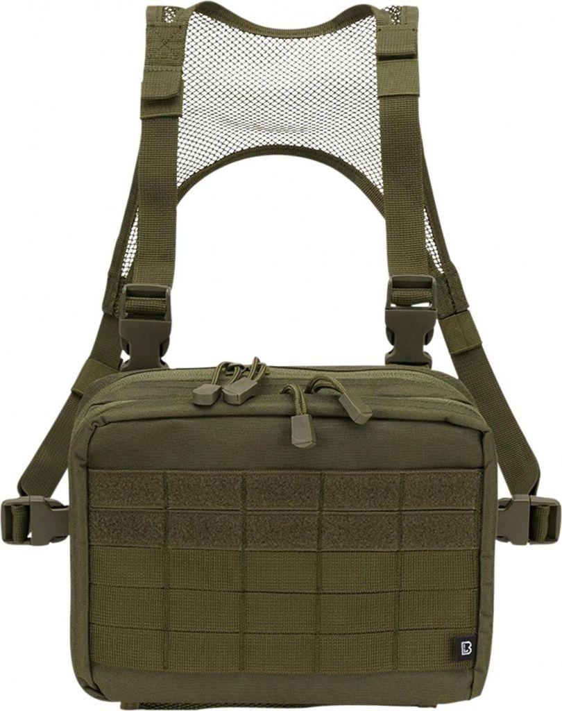 A studio shot of a green chest pack.