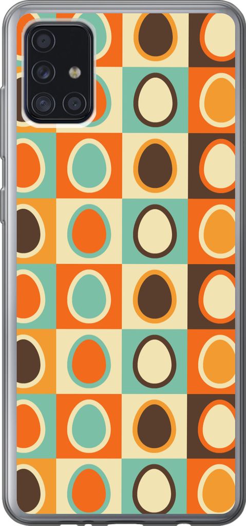 MuchoWow Handyhülle Schutzhülle Hülle für Telefoonhoesje Samsung Galaxy A52 5G Retro - Muster - Ei Silikon Softcase Handy Hülle - Umschlag