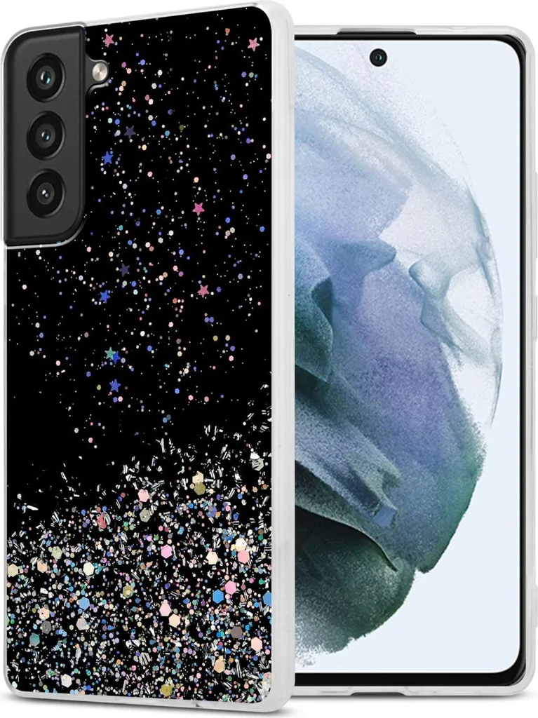 Custodia Samsung S21 FE Cadorabo Nero Glitter: Cover Protettiva Morbida