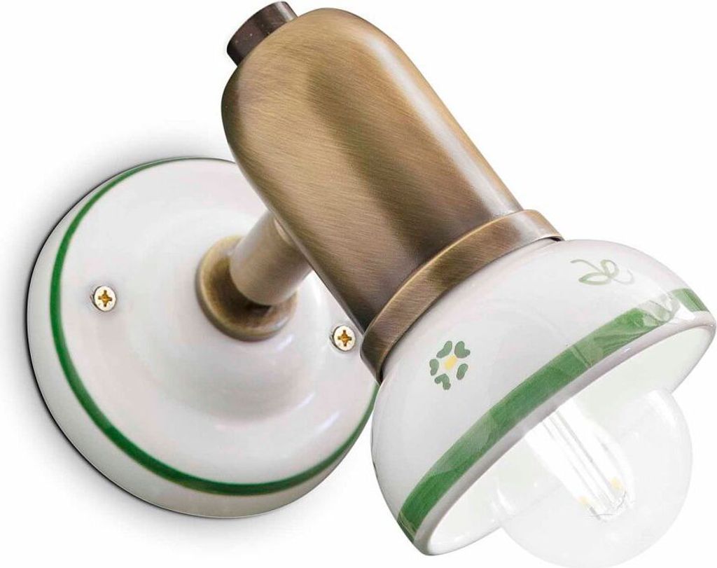 Spot Metall Keramik verstellbar in Weiß Grün Messing matt E14 Landhausstil Keramiklampe