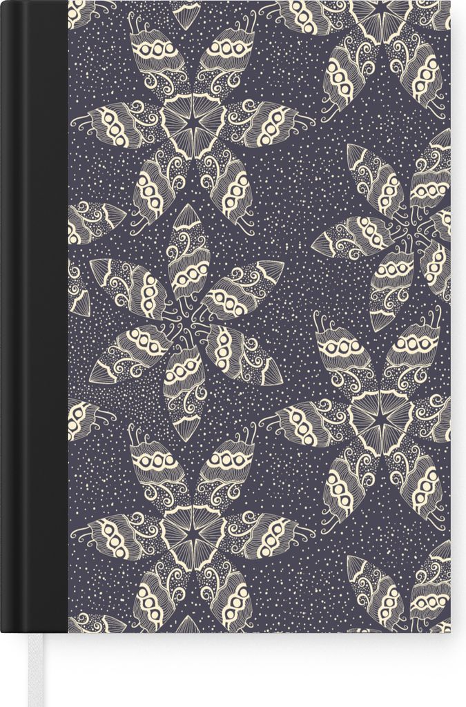 MuchoWow Notizbuch Tagebuch Haushaltsbuch Notebook A5 Blumen - Stern - Schnee - Winter - Notizblock - Notizheft - Notebook - Schreibblock - Papier