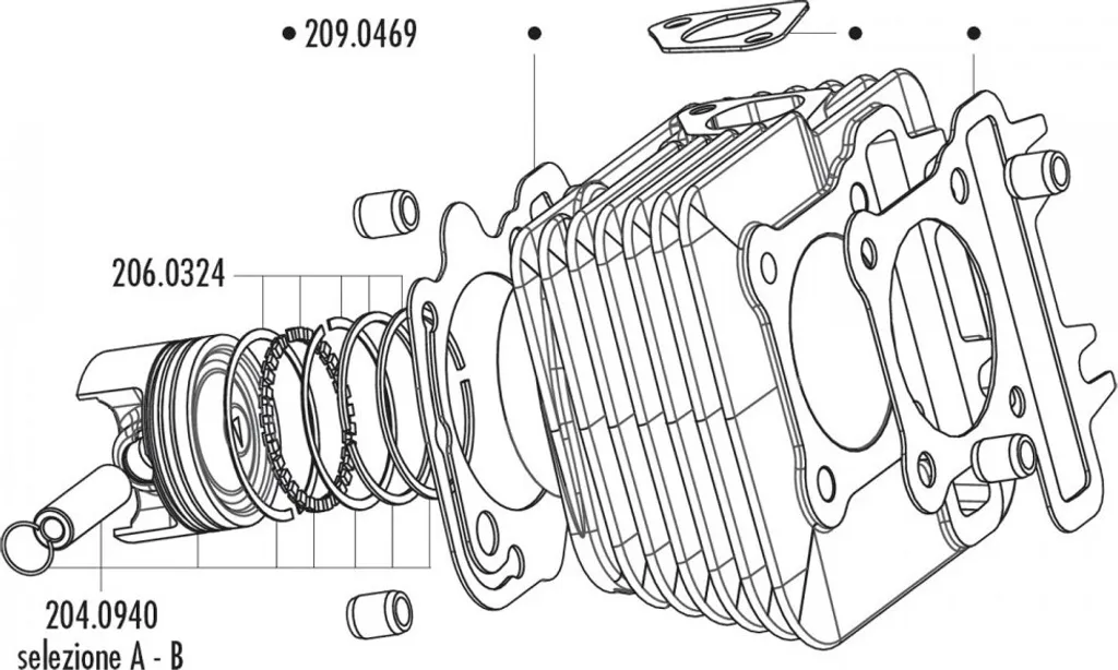 Joint de cylindre Polini haute compression pour Piaggio 50cc 4T