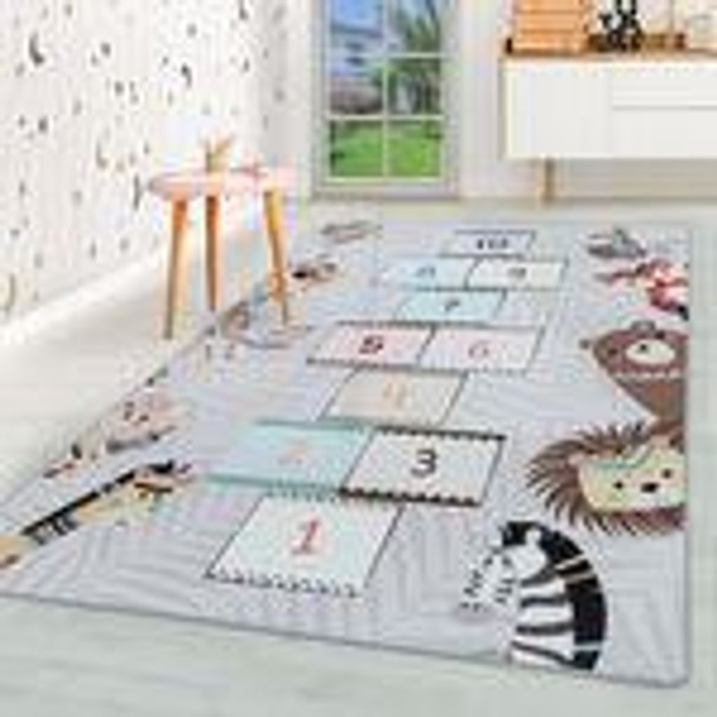 Homebyhome Kinderteppich Hüpfkästchen Design Jungen Teppich Produktbild 