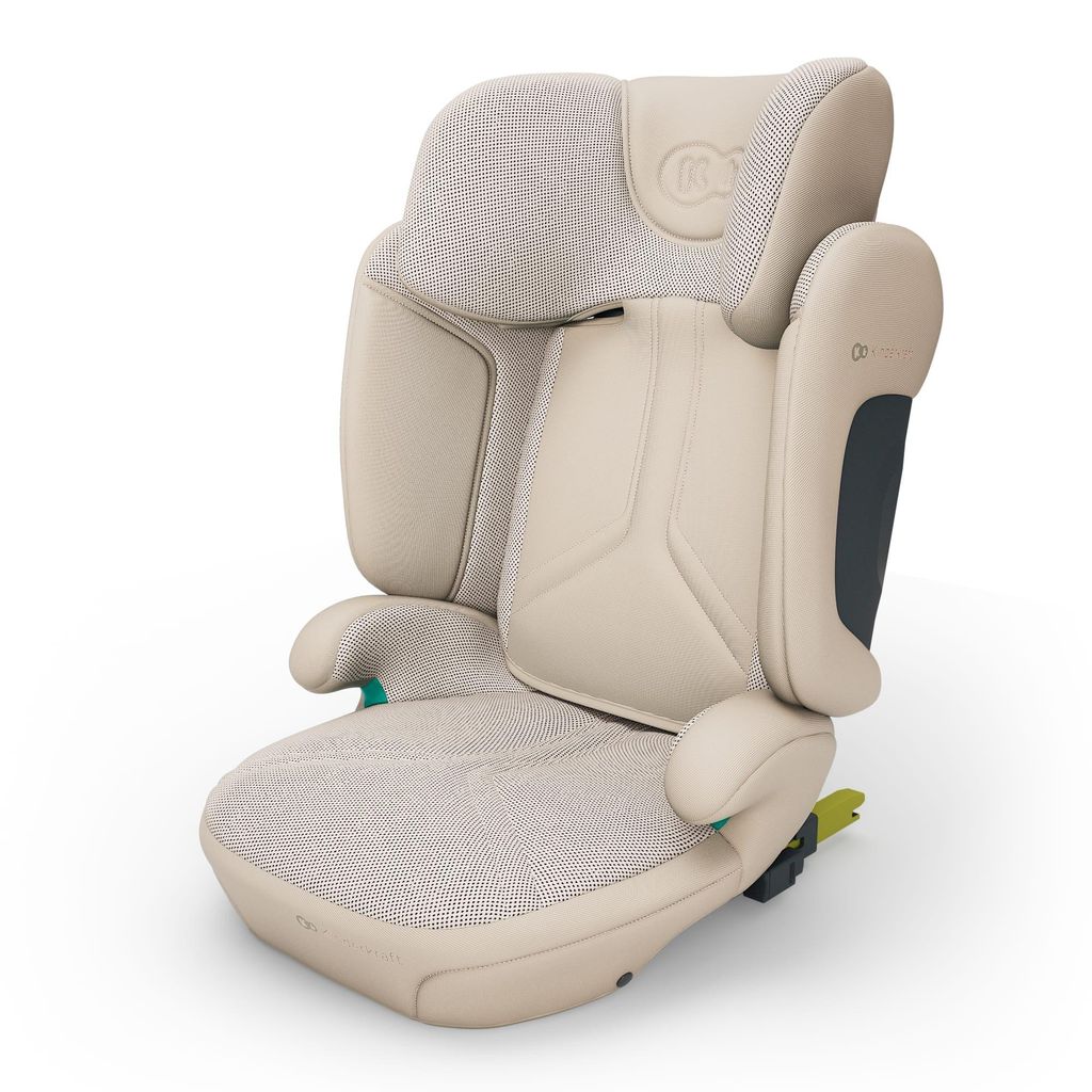 A child car seat shown from a three-quarter front angle on a white background.