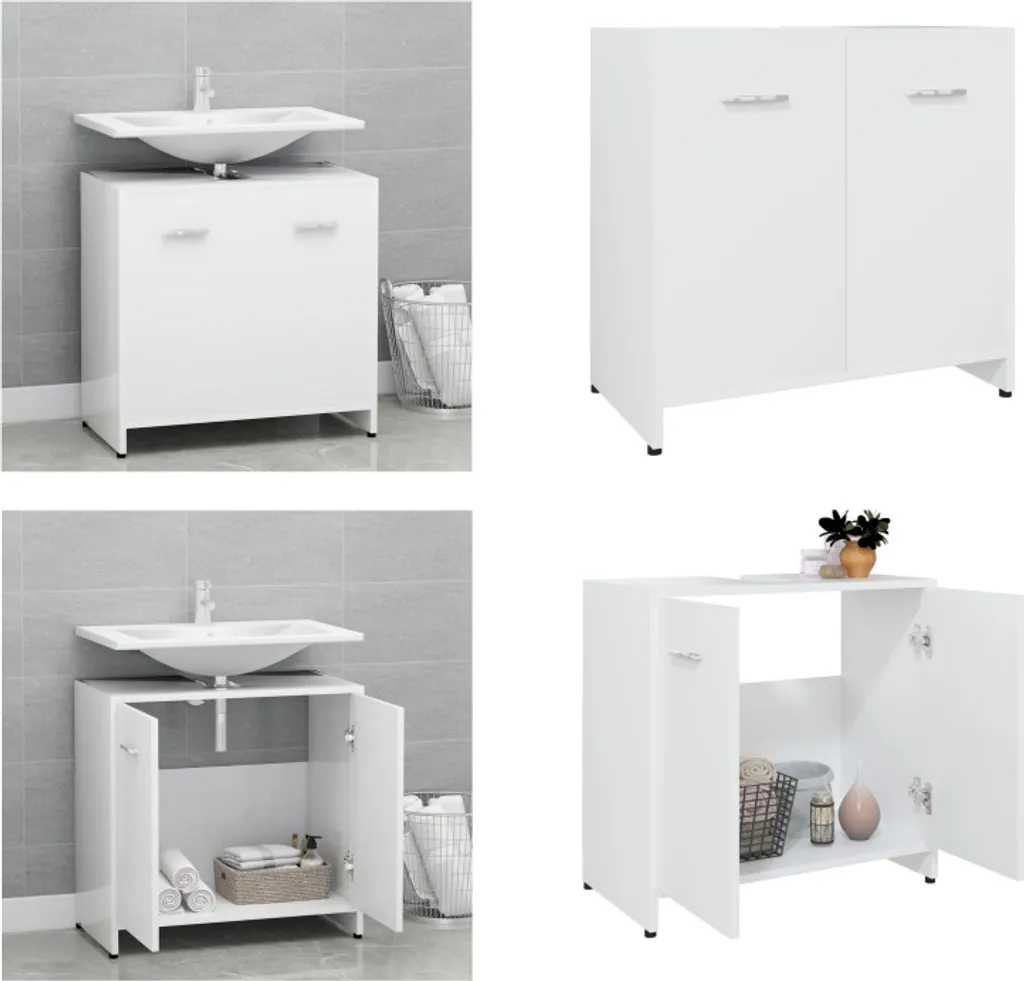vidaXL Mobiletto da bagno bianco 60x33x61 cm in legno - Mobiletto da bagno - Mobiletti da bagno - Mobiletto - Mobiletti