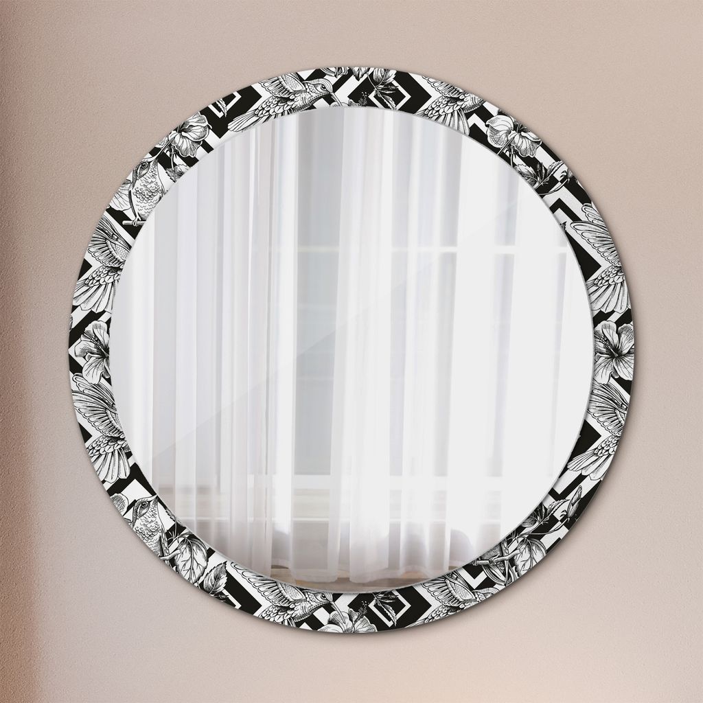 Ø100cm Spiegel - Glasrahmen mit Aufdruck - Wandspiegel Produktbild 
