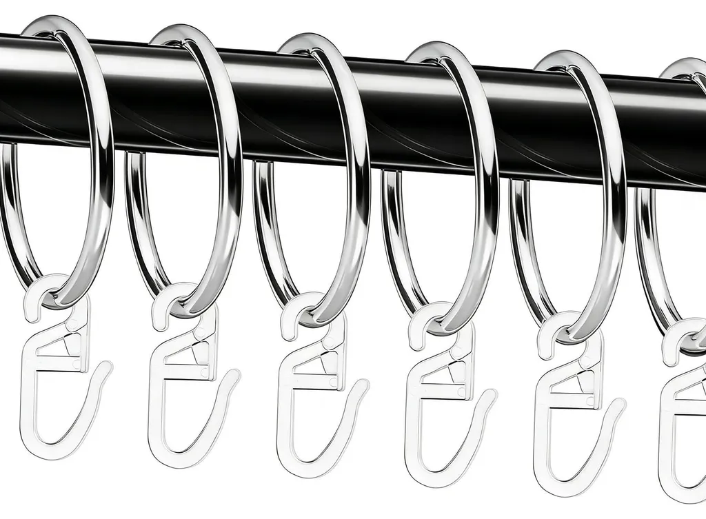 Fixez vos rideaux sans effort : 50 Anneaux de Rideau 32mm et 50 Crochets