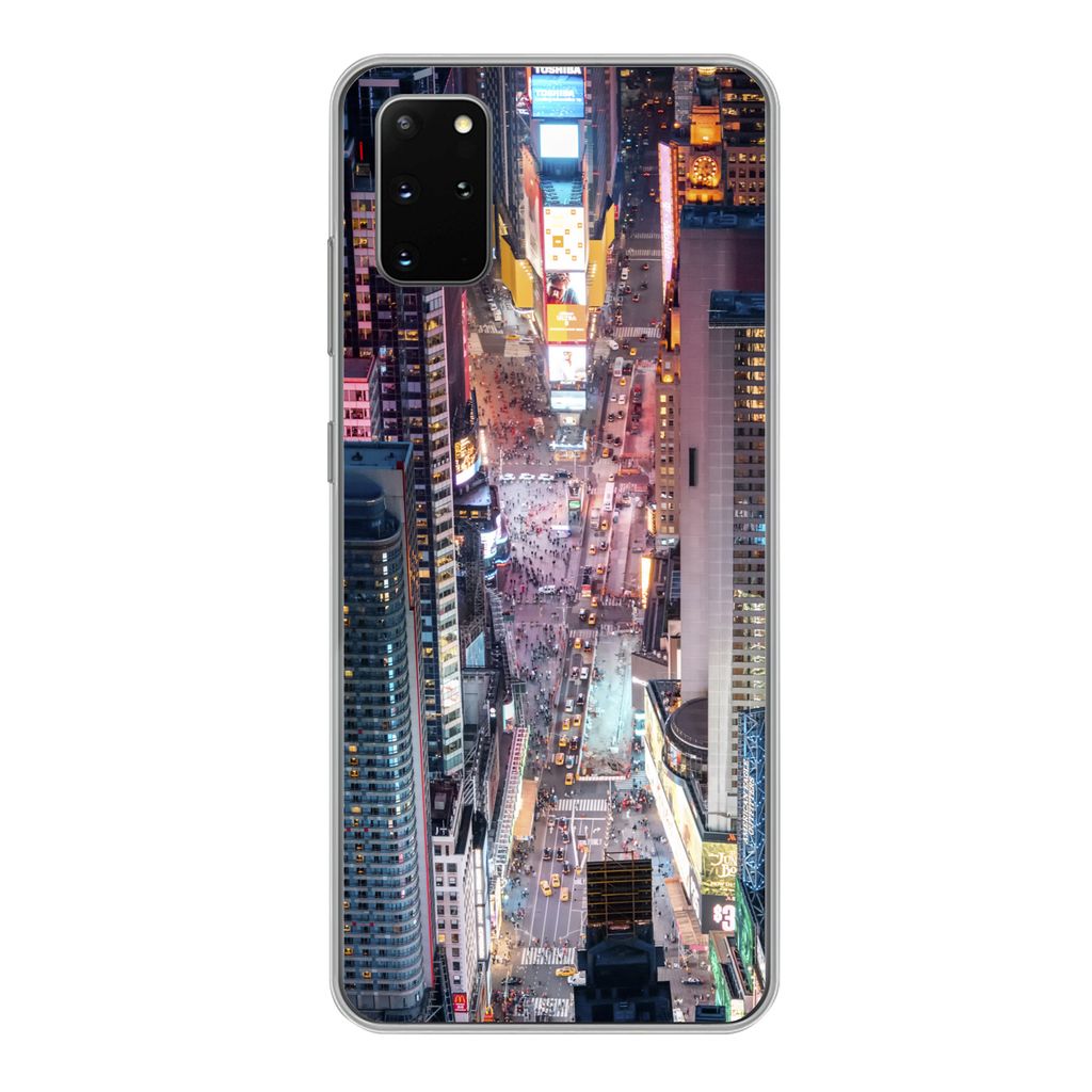 MuchoWow Handyhülle Schutzhülle Hülle für Samsung Galaxy S20 Plus Blick von oben auf den Times Square in New York Silikon Softcase Handy Hül...
