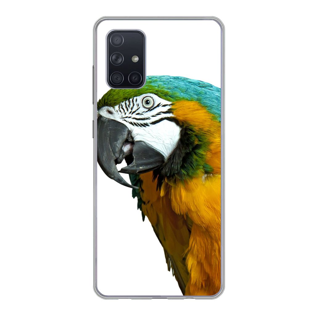MuchoWow Handyhülle Schutzhülle Hülle für Samsung Galaxy A51 Papagei - Vogel - Federn - Porträt Silikon Softcase Handy Hülle - Schutzabdeckung