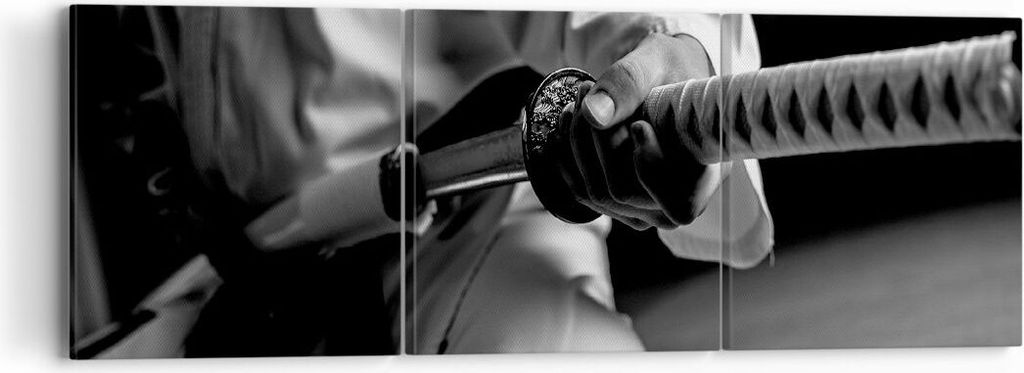 Bild auf Leinwand - Leinwandbild - Samurai-Schwert - 90x30cm - Wand Bild - Wanddeko - Wandbilder - Leinwanddruck - Bilder - Kunstdruck - Wanddekora...