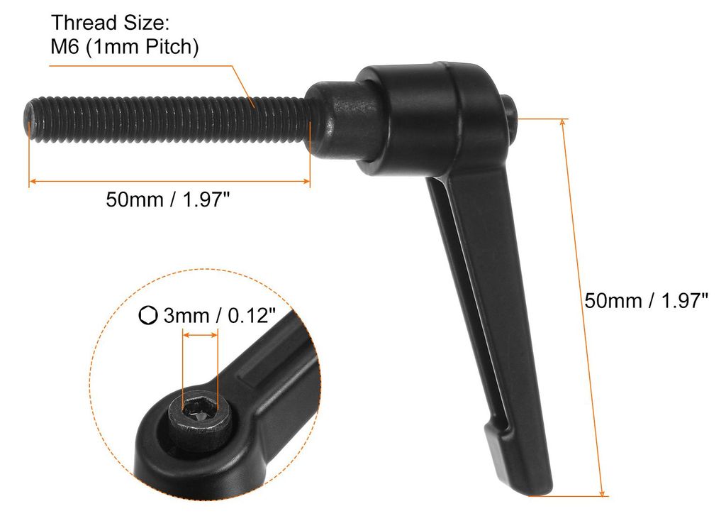 6 Stš¹ck Klemmhebel Griff M6 x 50mm Au?engewinde Schraube, Aluminiumlegierung Verstellbare Handgriffe Spannhebel fš¹r Werkzeugmaschinen Schwei?...