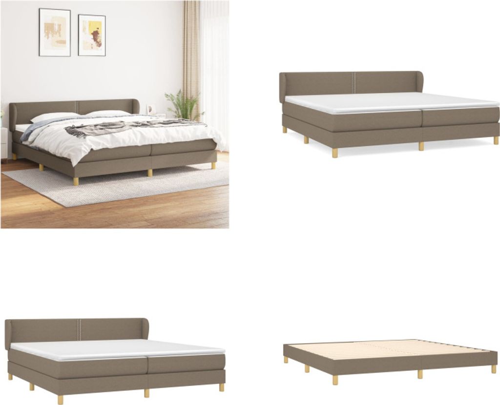vidaXL Boxspringbett mit Matratze Taupe 200x200 cm Stoff - Boxspringbett - Boxspringbetten - Bett - Schlafzimmermöbel