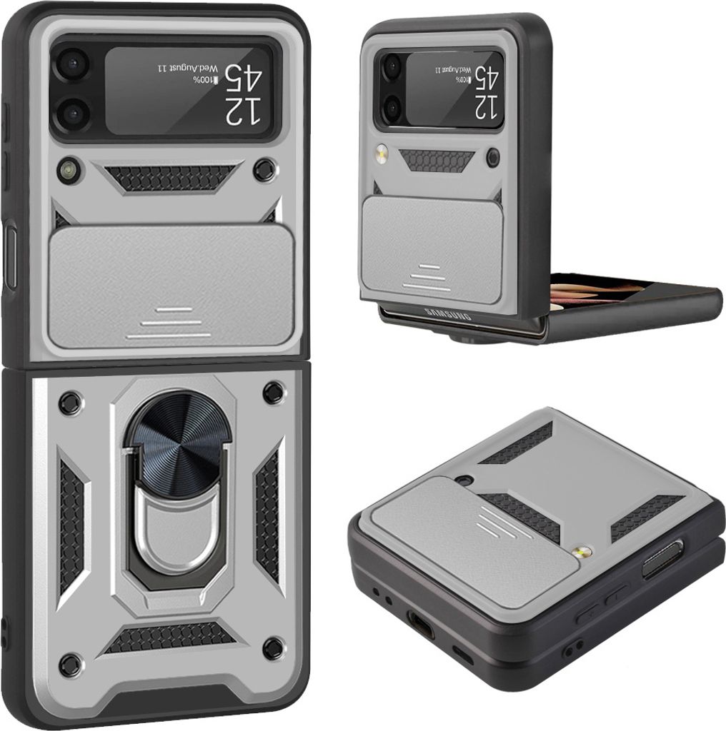 Samsung Galaxy Z Flip3 2021 Hülle mit 360°Drehbarer Magnetische Ring Ständer Halter Dia Kameraschutz TPU Bumper Silikon Schutzhülle für Samsun...