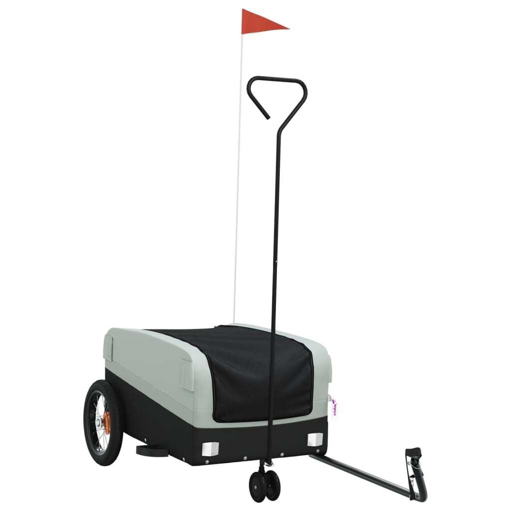 vidaXL Fahrradanhänger Schwarz und Grau 30 kg Eisen