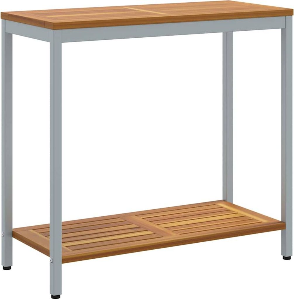 Tisch für Outdoor mit Regal Natürlich und Grau 80 x 35 x 75 cm