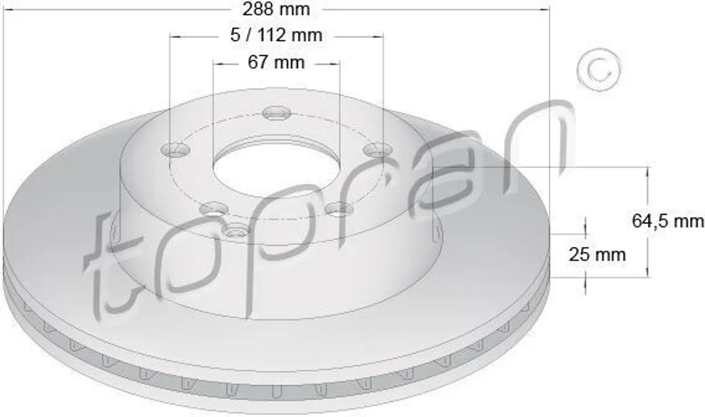 Disque de frein avant pour Mercedes Classe C W204 et S204 Topran 401709