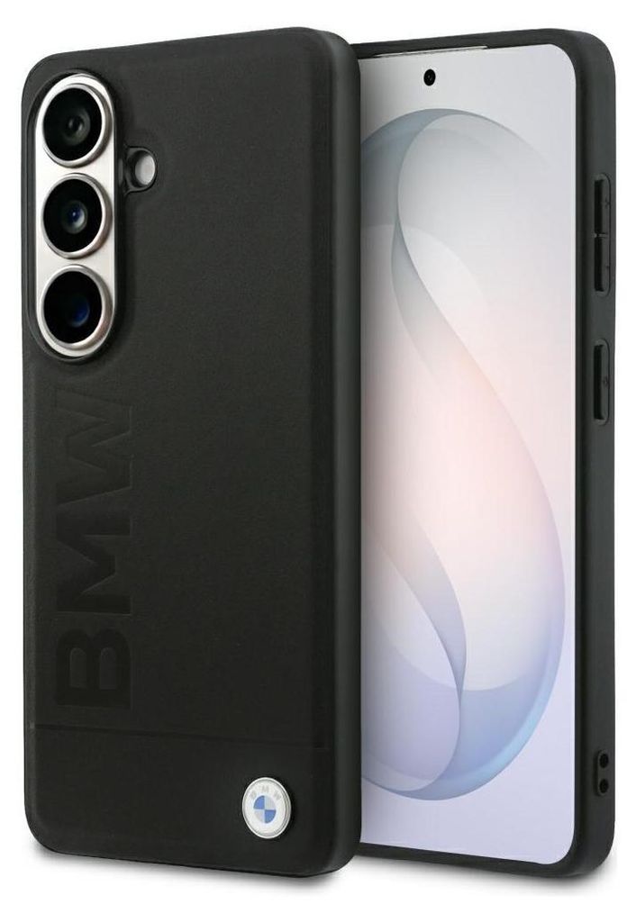 BMW Hülle Galaxy S26 Echtleder schwarz geprägt MagSafe Logo Metall