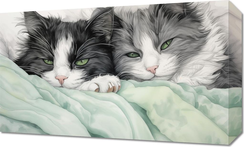 Bild 50x30cm Zwei Entspannte Katzen