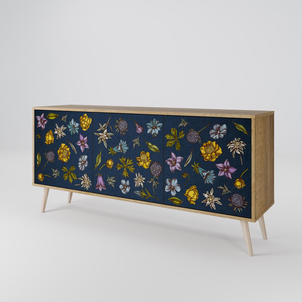Spacerebels Kommode mit 3 Türen - Sideboard Komodenschrank - Highboard - Kleiderschrank Möbel - Wohnzimmer Schlafzimmer - 57,5×111×42 (HxBxT)