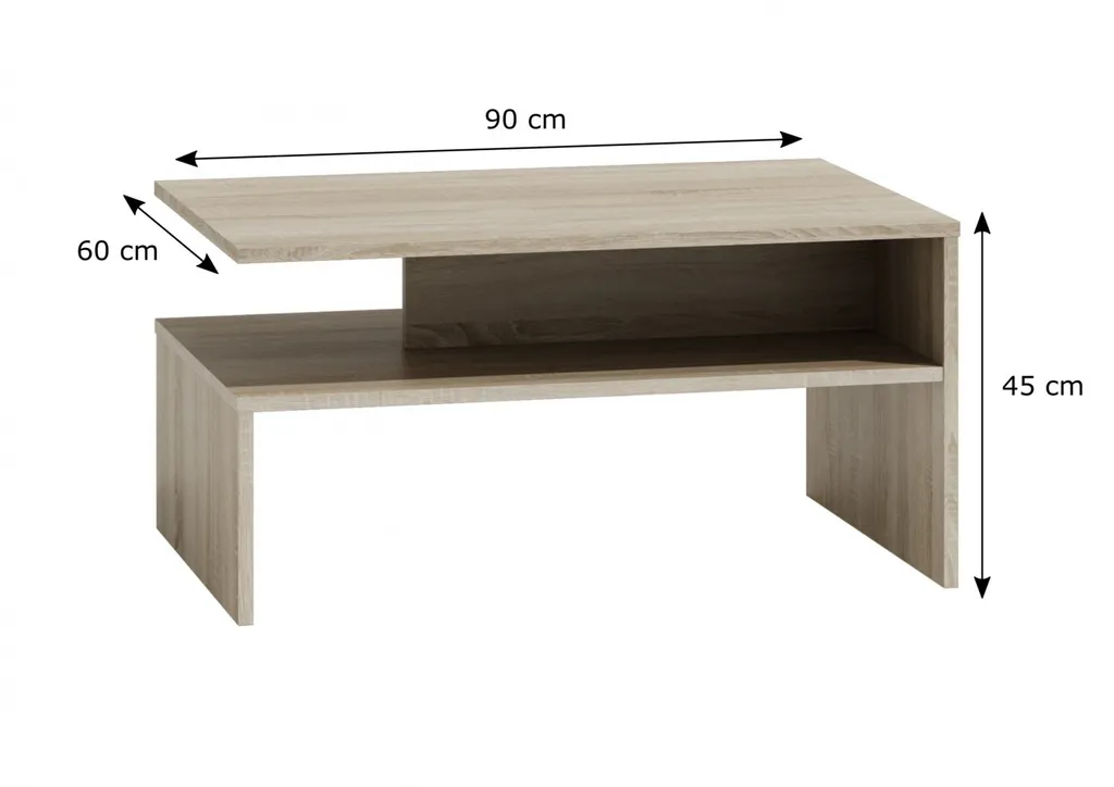 Table basse GUIREN chêne sonoma : meuble stable et facile à entretenir