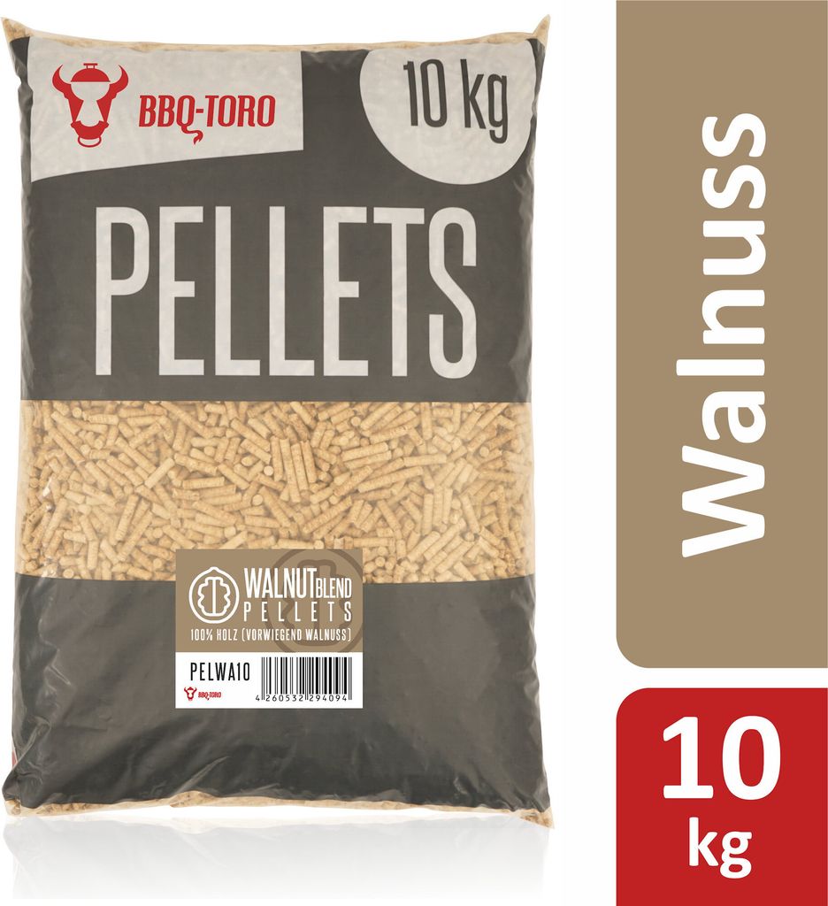 BBQ-Toro Walnut Blend Pellets aus 100% Holz (vorwiegend Walnuss), 10kg, für Grill, Smoker und vieles mehr