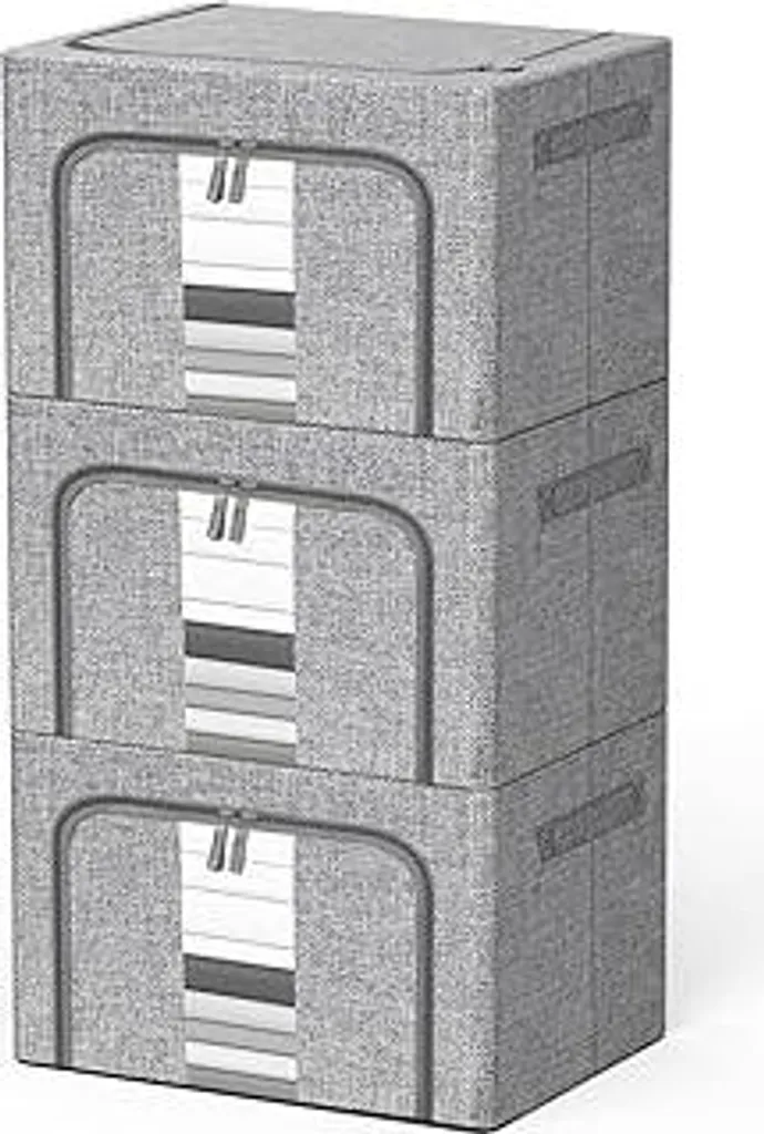 6 sacchetti trasparenti per borse, organizer in tessuto non tessuto, da appendere, con cerniera e manico (XL color crema) (grigio