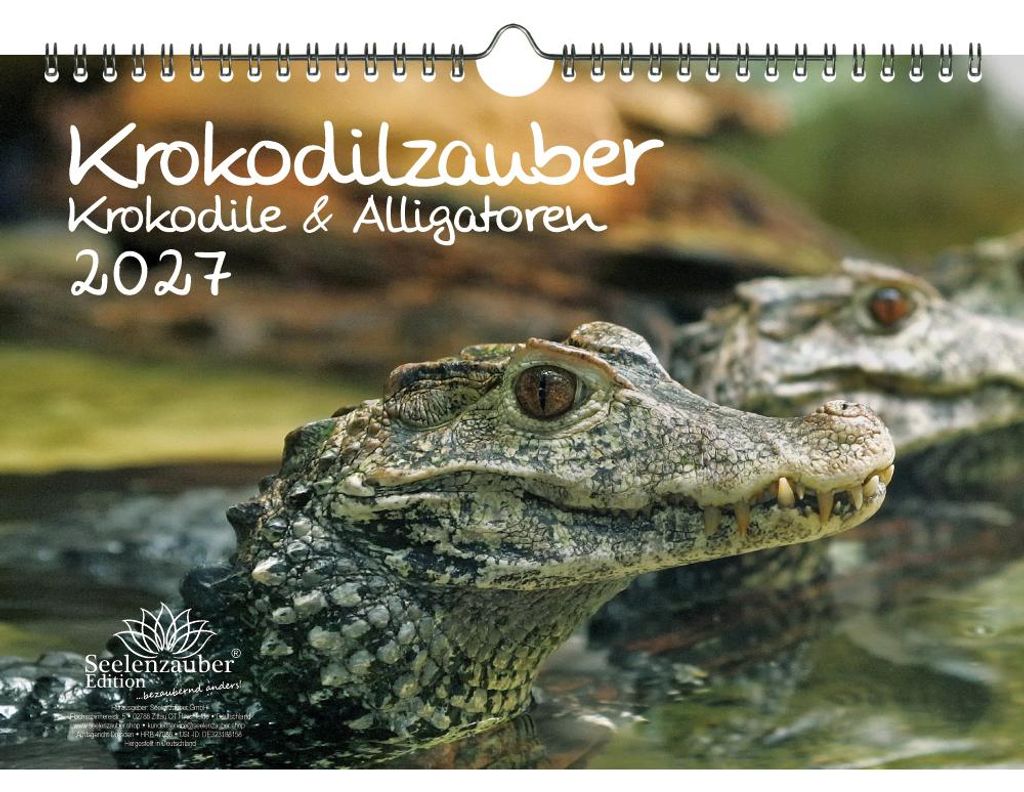 Krokodilzauber DIN A4 Kalender für 2027 Krokodile und Alligatoren - Seelenzauber