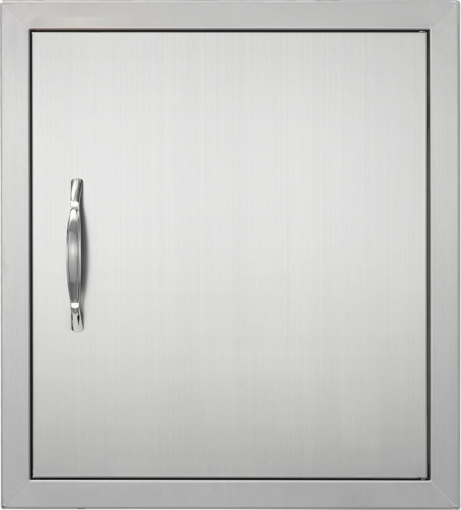 Grill-Zugangstür - 457 x 508 mm - Edelstahltür für Außenküche - Vertikale Wandmontage - Griff und Haken - für Grillinsel & Grillstation - Au...