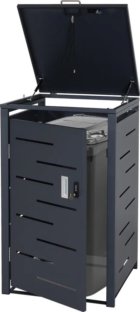 Cache-poubelle HWC-E83 en Acier Anthracite - Habillage Conteneur 120L