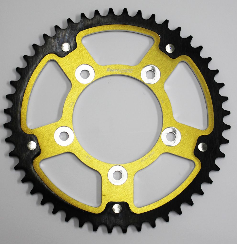 Kettenrad Supersprox Stealth 520 LK 124,0mm Ø 100mm 48Z 5-Loch Aluminium / Stahl gold