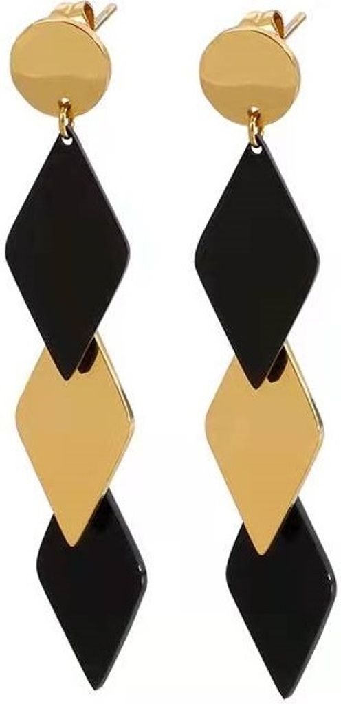 Elegante Bibine Ohrringe in Gold/Schwarz - Rhodiniert & KP15265