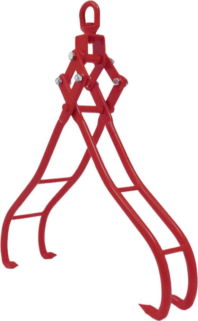 Rundholzgreifer - 4-Klauengreifer - Greifweite 91 cm - Drehbarer Kopf 360° - Legierter Stahl - Scharfe Krallen - Rot