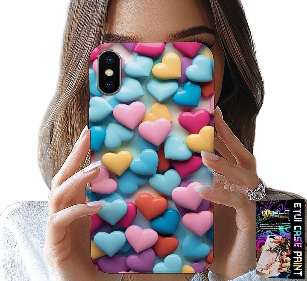 Etui Für Iphone X / Xs - Farbige Herzen Personalisierbar