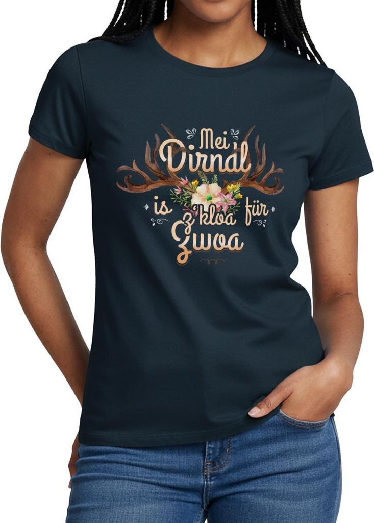 Spreadshirt Mei Dirndl Is Z Kloa Für Zwoa Wiesn Spruch Frauen T-Shirt, XL, Navy