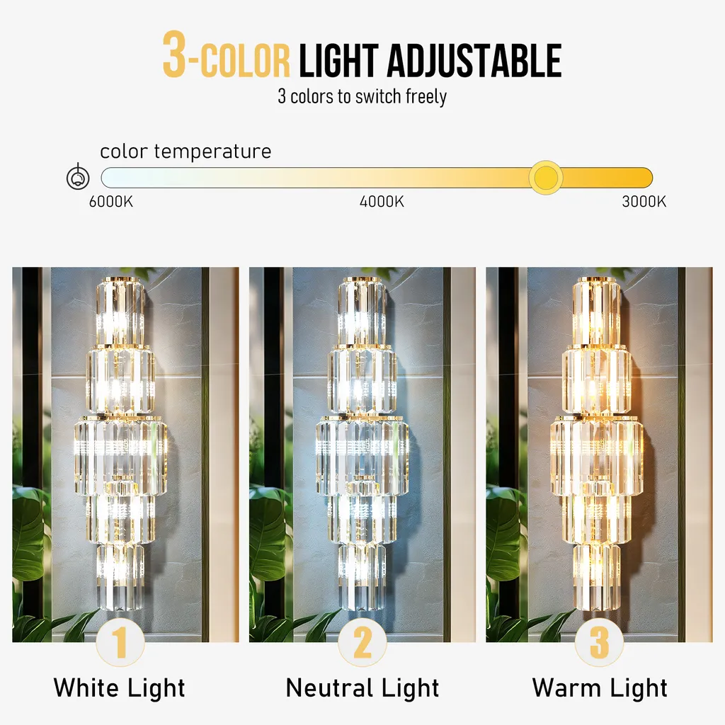Applique Murale Cristal Variable 78cm - Luminaire LED Indirect Luxe E14