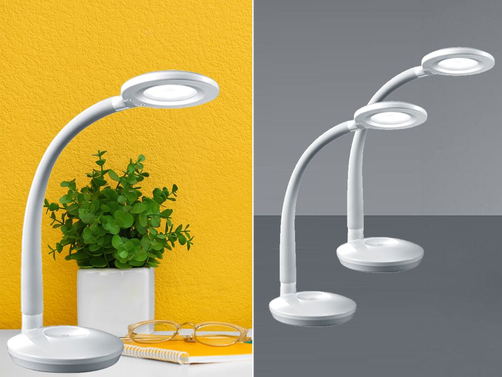 2er SET LED Schreibtischlampen Weiß mit Flexgelenk & Sensordimmer, Höhe 32cm